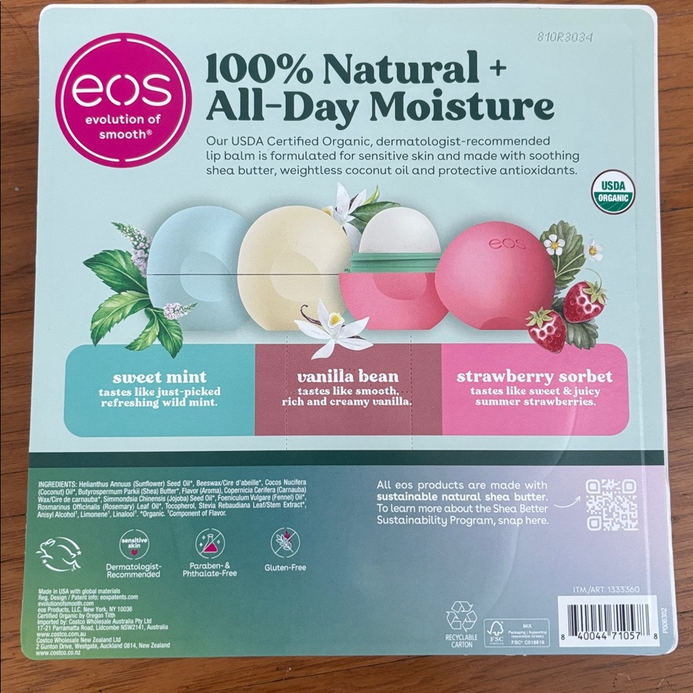 eos Natural Lip Balm Trio - Pink, Cream, Blue - Picture 2 of 2